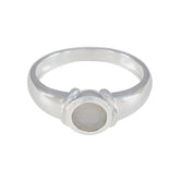 Claire Romantic White Solitaire Ring Rainbow Moonstone White